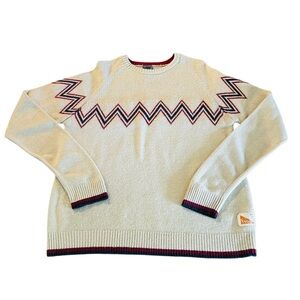 55 DSL Stylish Vintage Cream Sweater with Zigzag Pattern Size XL